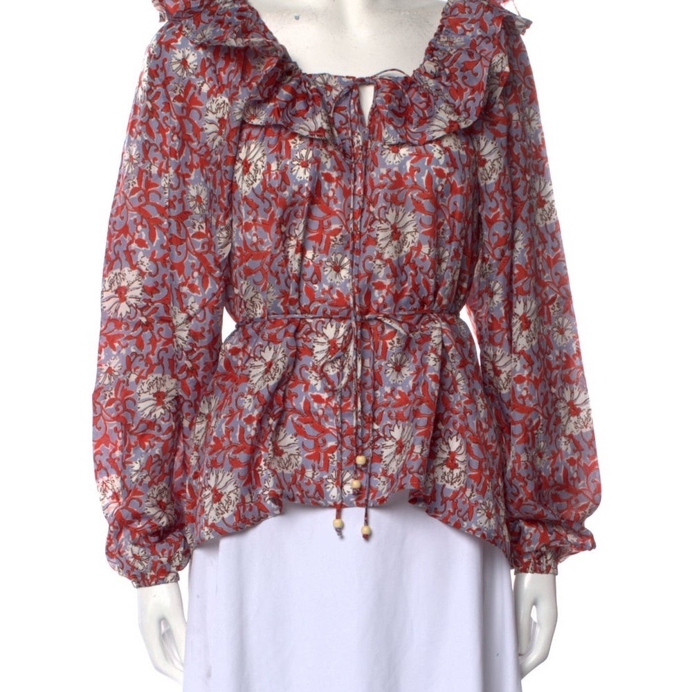 NWT Hannah Artwear 100% Silk Floral Print Blouse